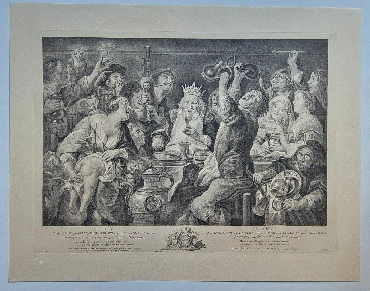 Le Roy de la Fève, d’après Jacob Jordaens – Gravure tirage Chalcographie Royale de Belgique-photo-2
