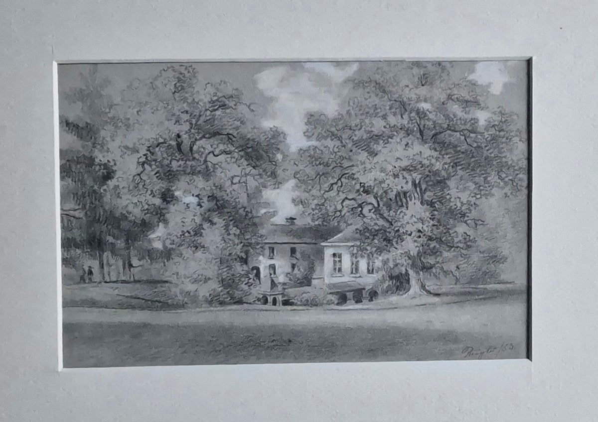 Alphonse Reigler – La Géronstère In Spa – Drawing Signed And Dated 1883-photo-2