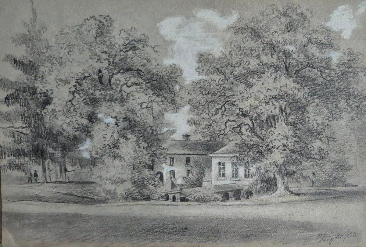 Alphonse Reigler – La Géronstère In Spa – Drawing Signed And Dated 1883