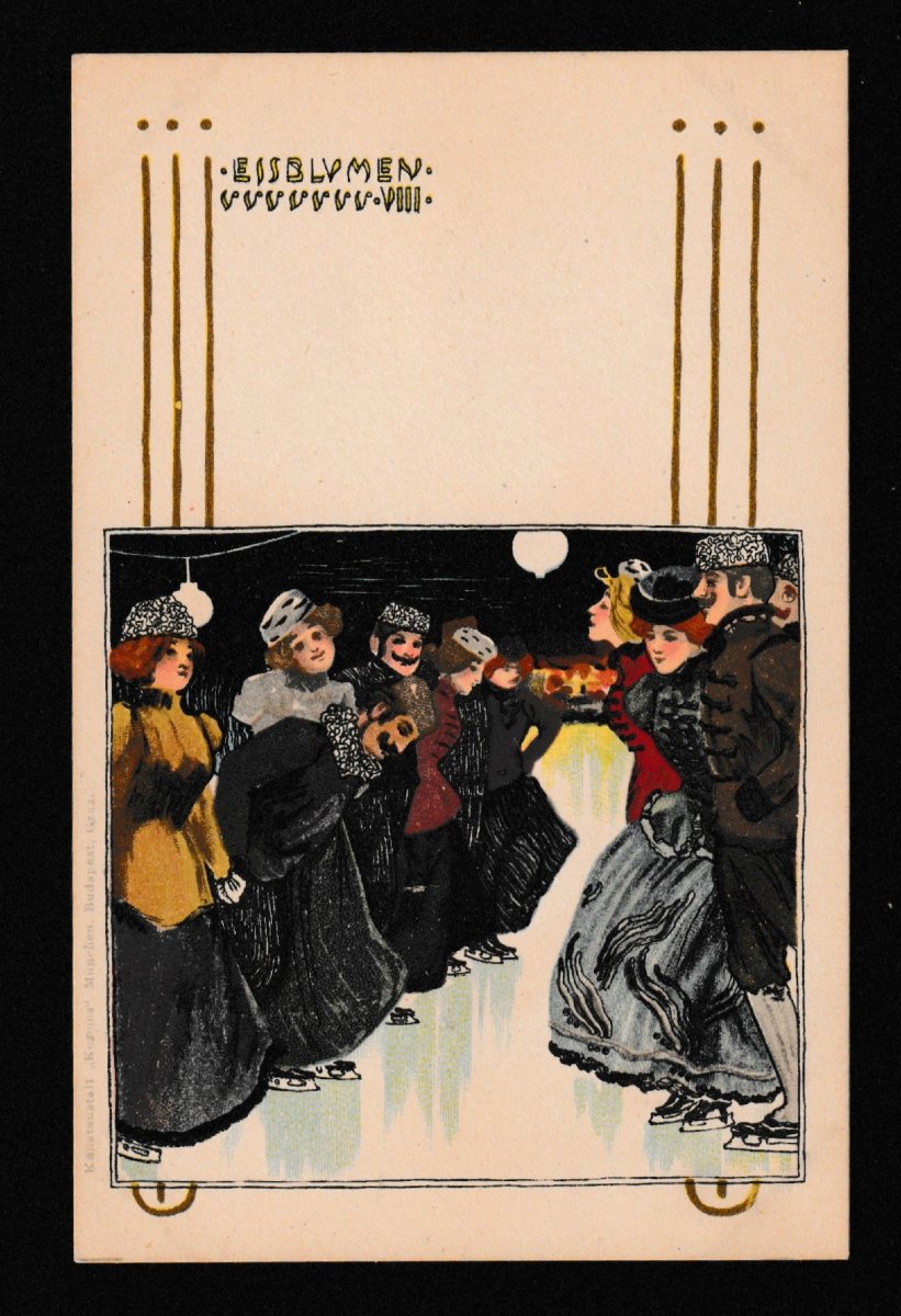 Raphael Kirchner – Eisblumen – Suite de 8 cartes postales Art Nouveau, vers 1900-photo-3