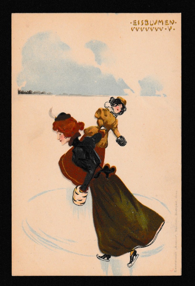 Raphael Kirchner – Eisblumen – Suite de 8 cartes postales Art Nouveau, vers 1900-photo-4