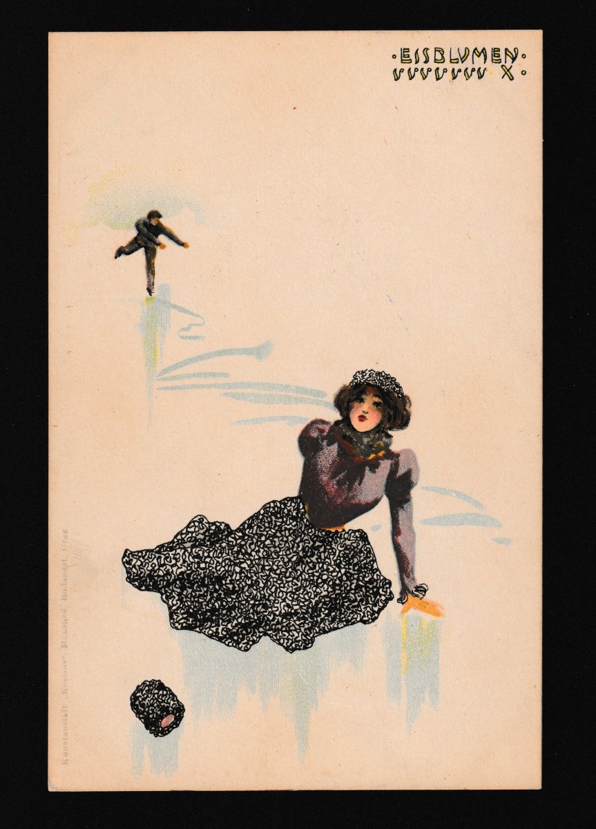 Raphael Kirchner – Eisblumen – Suite de 8 cartes postales Art Nouveau, vers 1900-photo-1