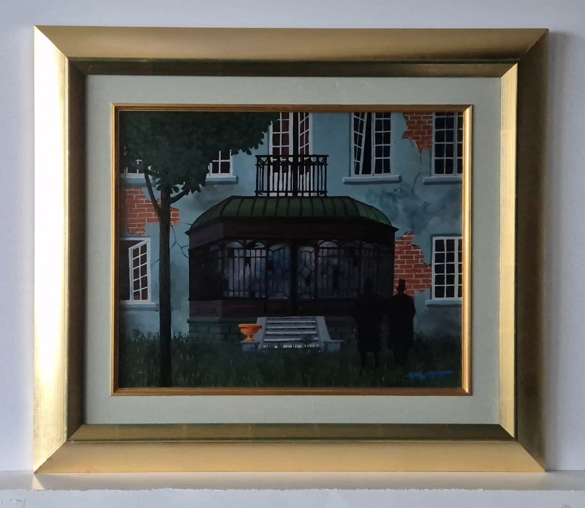 Gaston Bogaert (1918–2008) – Fantastic Composition With Two Figures – Oil On Panel-photo-4