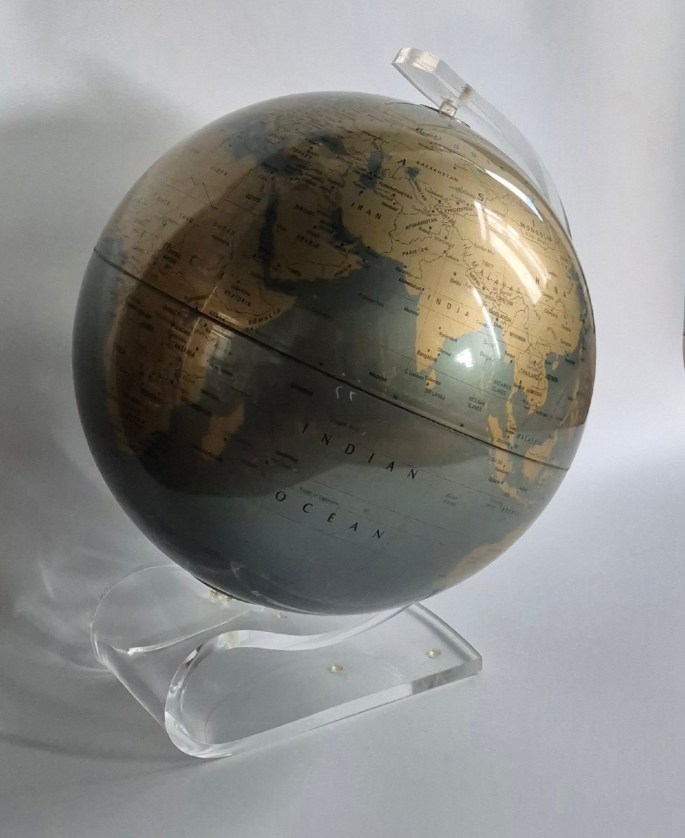 Globe terrestre Replogle “Diamond Marquise” sur socle en Lucite-photo-2