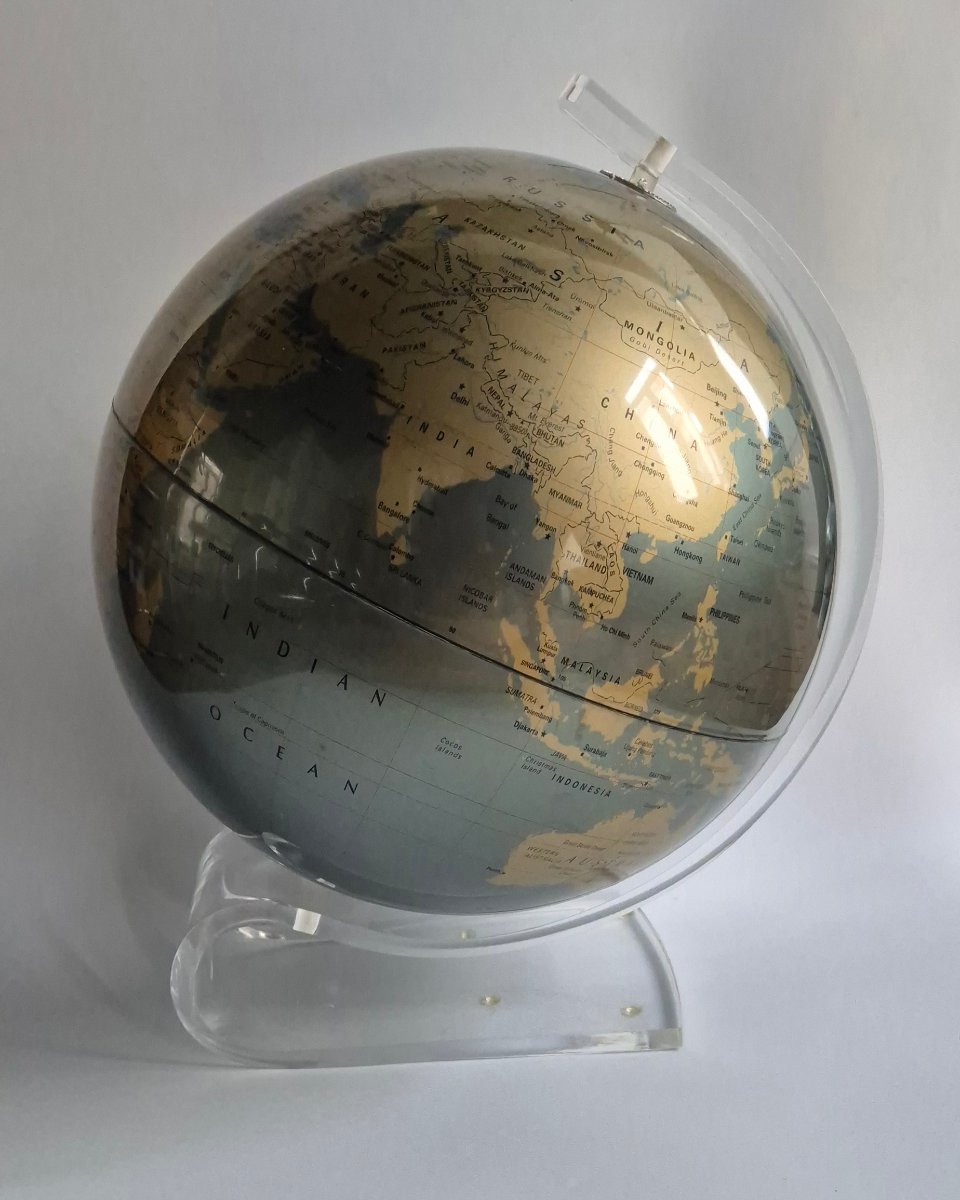 Globe terrestre Replogle “Diamond Marquise” sur socle en Lucite-photo-3