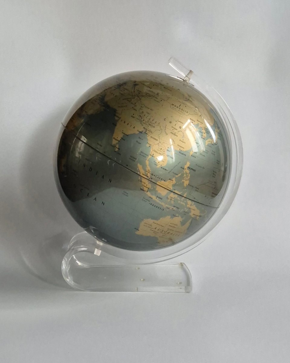 Globe terrestre Replogle “Diamond Marquise” sur socle en Lucite-photo-2