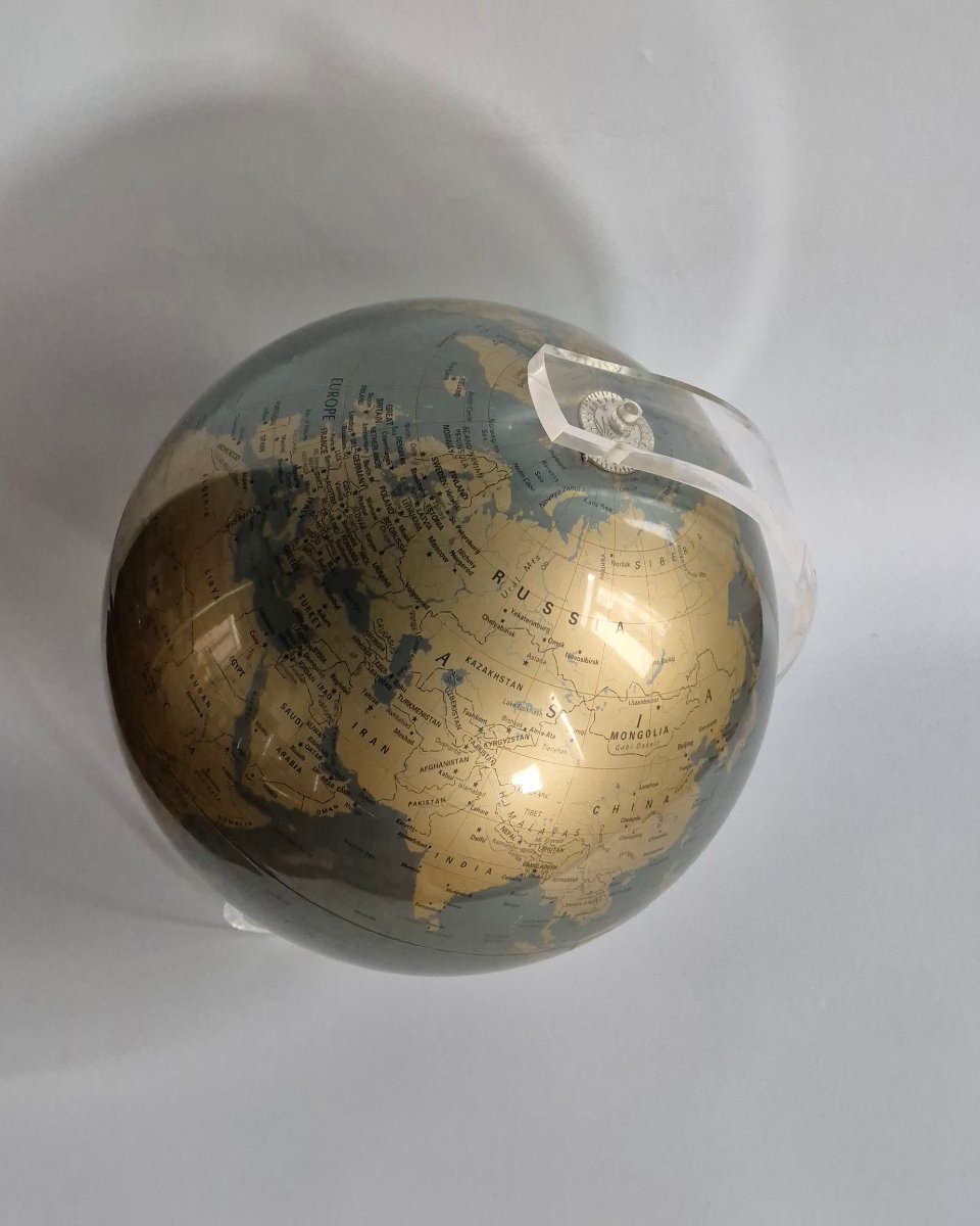 Globe terrestre Replogle “Diamond Marquise” sur socle en Lucite-photo-1