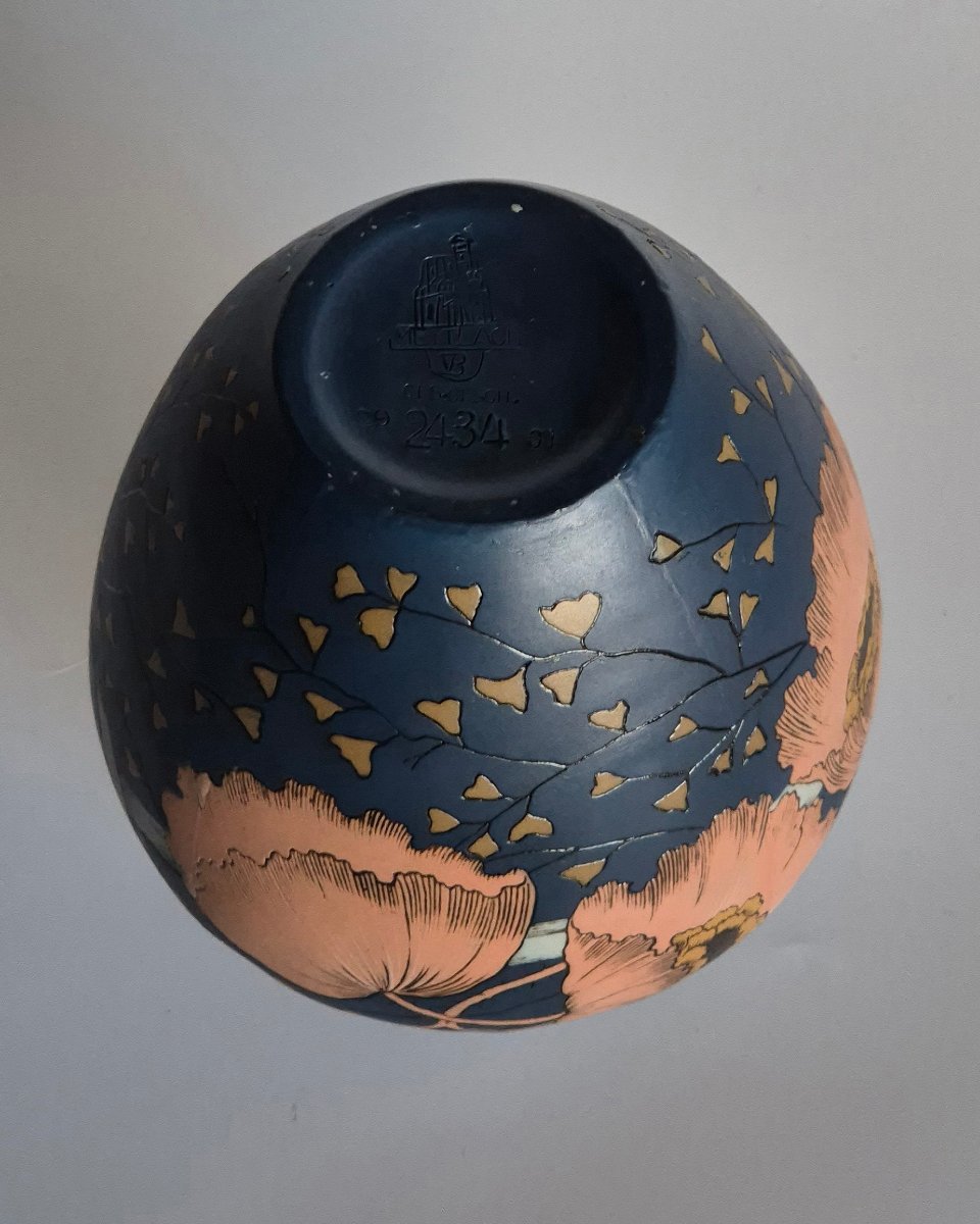 Art Nouveau Stoneware Vase From The Villeroy & Boch Factory In Mettlach, Model No. 2434.-photo-3