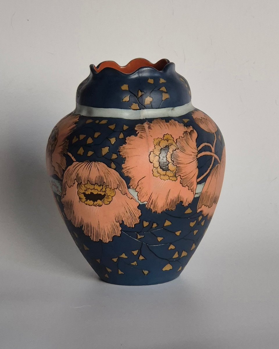 Art Nouveau Stoneware Vase From The Villeroy & Boch Factory In Mettlach, Model No. 2434.-photo-1