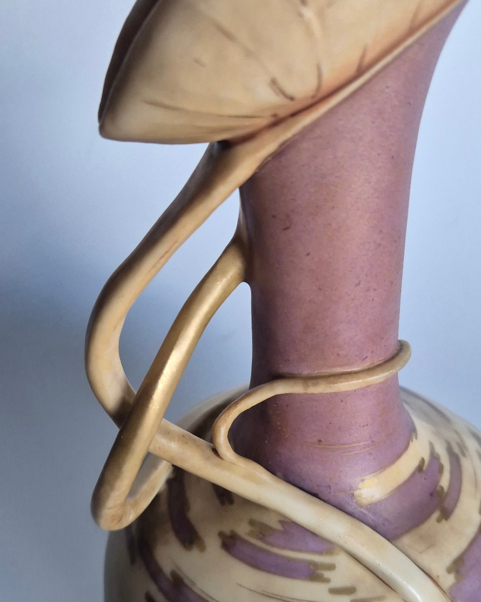 Antique Art Nouveau Polychrome Ceramic Vase, Attributed To The Amphora (riessner, Stellmacher &-photo-3