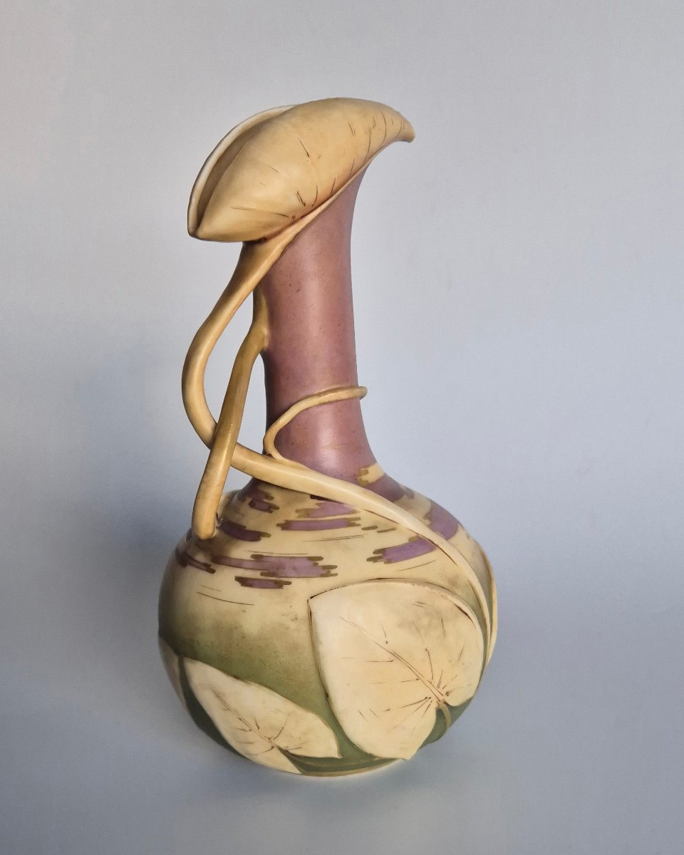Antique Art Nouveau Polychrome Ceramic Vase, Attributed To The Amphora (riessner, Stellmacher &-photo-2