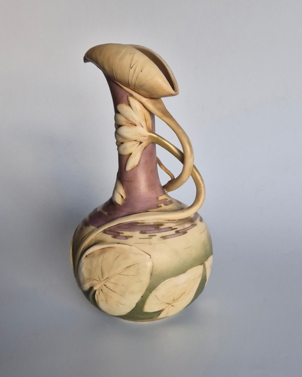 Antique Art Nouveau Polychrome Ceramic Vase, Attributed To The Amphora (riessner, Stellmacher &-photo-1