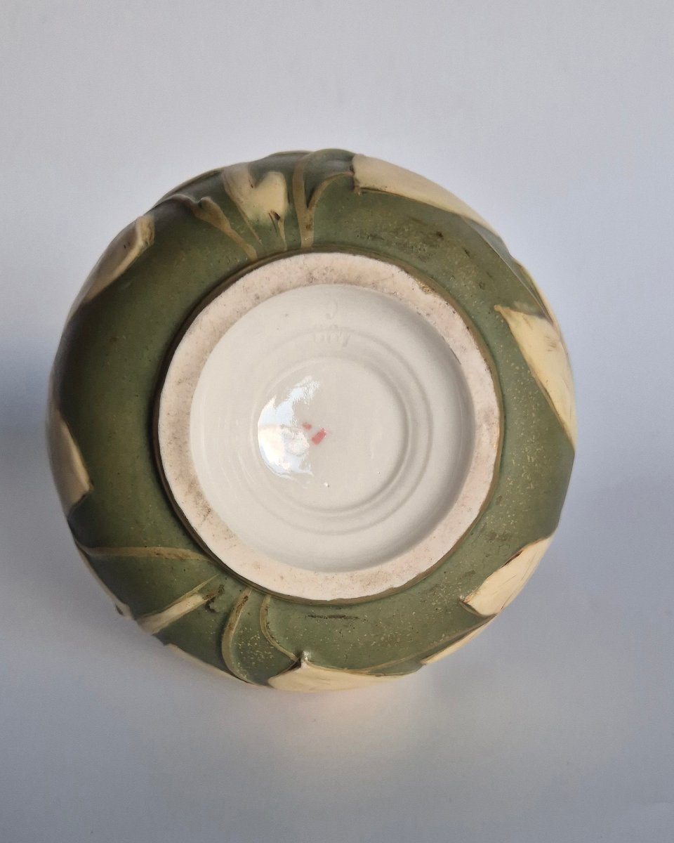 Antique Art Nouveau Polychrome Ceramic Vase, Attributed To The Amphora (riessner, Stellmacher &-photo-3