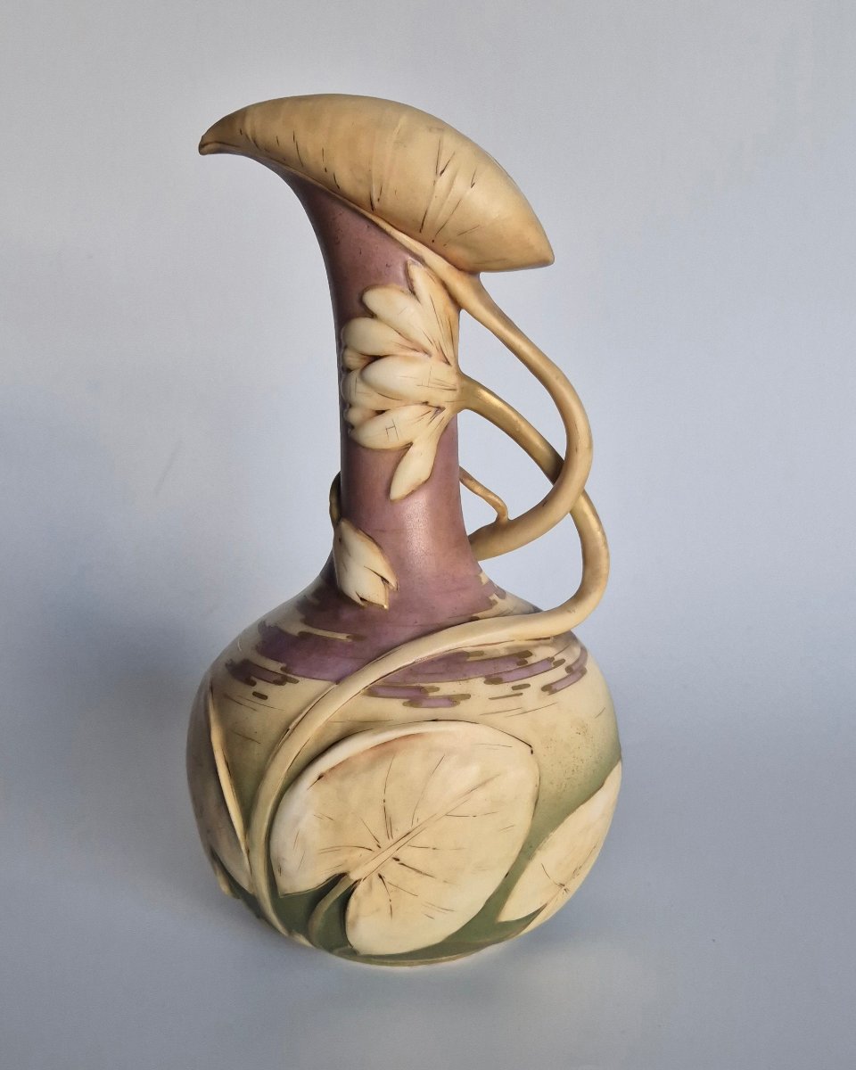 Antique Art Nouveau Polychrome Ceramic Vase, Attributed To The Amphora (riessner, Stellmacher &