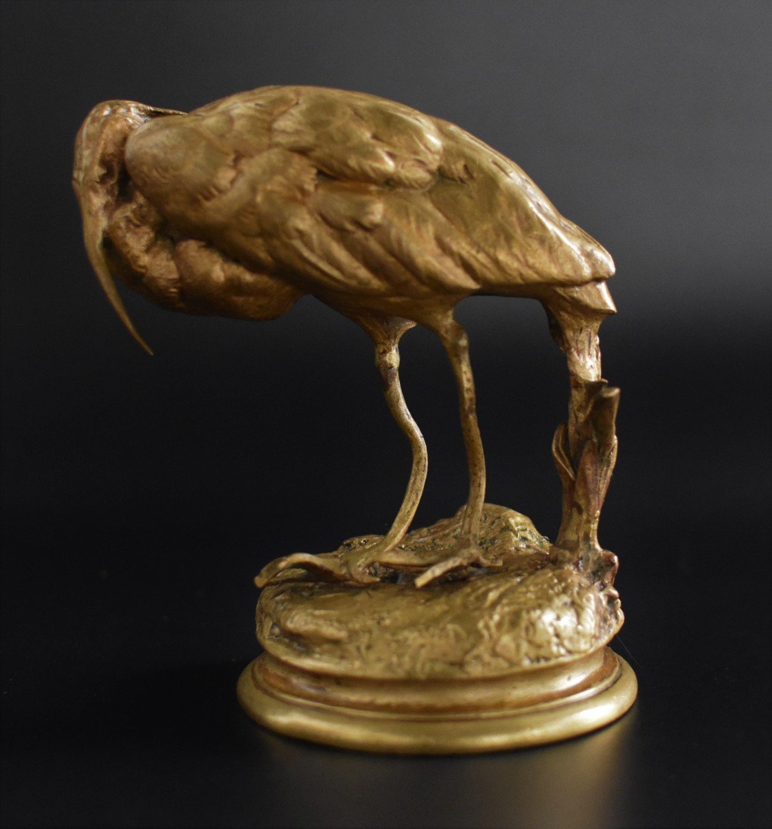 Gilt Bronze Of A Heron