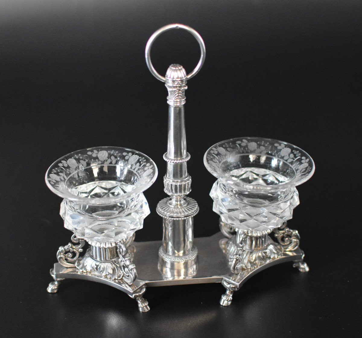 Silver Double Saltcellar. Restoration Period (1819-1838)