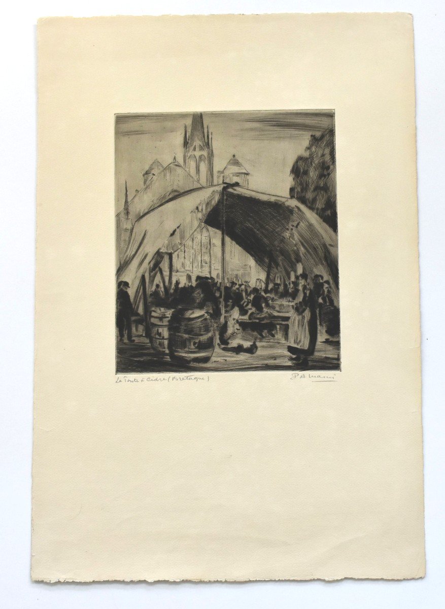 Masui Paul-auguste (1888-1981) - Scènes Bretonnes : la tente à cidre-photo-2