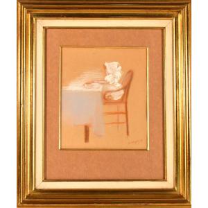 Pastel signé Hélène De Reuse (1892-1979) – Artiste belge