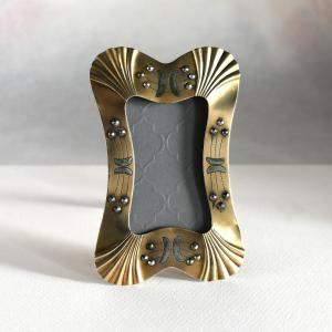 Small Art Nouveau Gilded Brass Table Picture Frame, Circa 1900