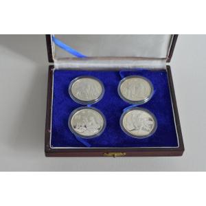 Set Of 4 Commemorative Silver Coins: Silk Road, China 1995, With Certificates