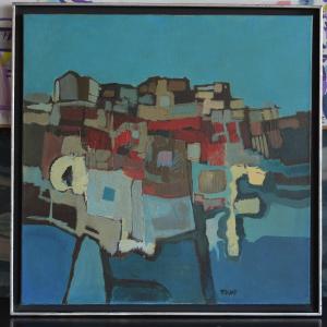 Michel Fouat (1939) – Abstract Composition, Oil On Canvas – November 1975 – Belgian Painter