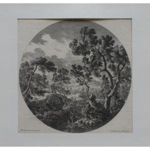 Gabriel PERELLE (Vernon 1603 – Paris 1677) - Grand paysage circulaire aux bergers