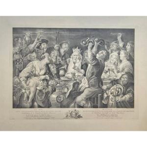 Le Roy de la Fève – d’après Jacob Jordaens – Gravure tirage Chalcographie Royale de Belgique