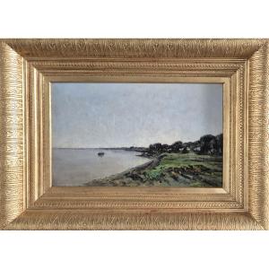 Louise Héger (1839-1933) – Au bord du lac – 1884 - Peintre belge