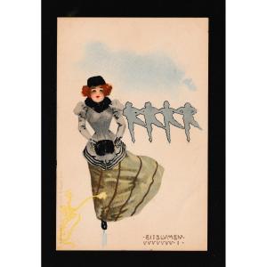 Raphael Kirchner – Eisblumen – Suite de 8 cartes postales Art Nouveau, vers 1900