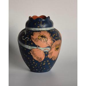 Art Nouveau Stoneware Vase From The Villeroy & Boch Factory In Mettlach, Model No. 2434.