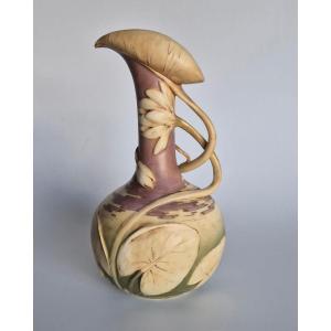 Antique Art Nouveau Polychrome Ceramic Vase, Attributed To The Amphora (riessner, Stellmacher &