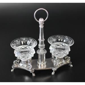 Sali&egrave;re &agrave; salerons doubles en argent. &Eacute;poque Restauration (1819-1838)