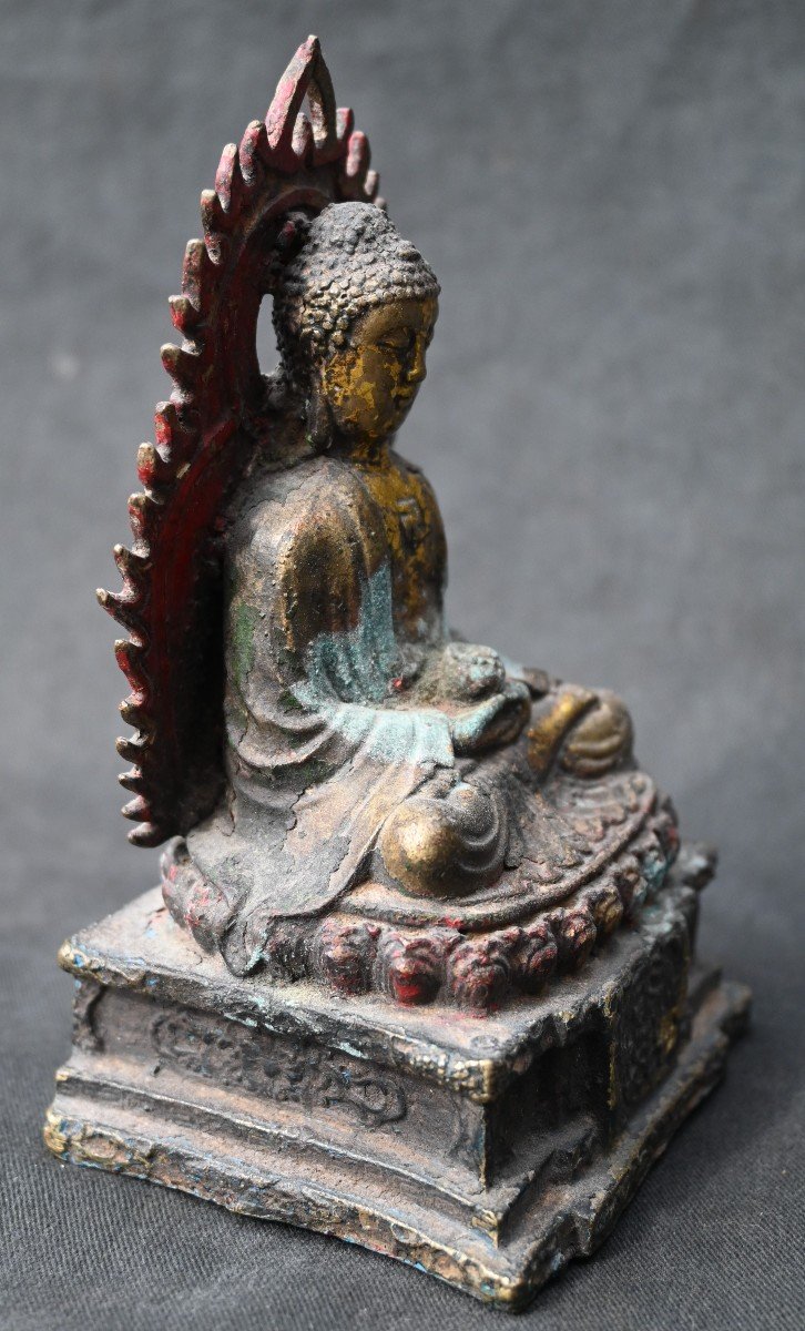 Bouddha Assis En Bronze, époque Qing, Chine / Tibet - 18éme Siécle-photo-3