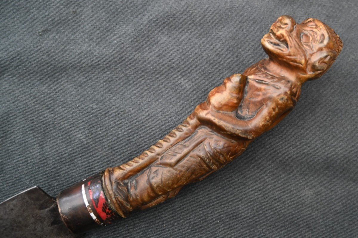 Indian Hindu Knife With Hanuman Handle-photo-4