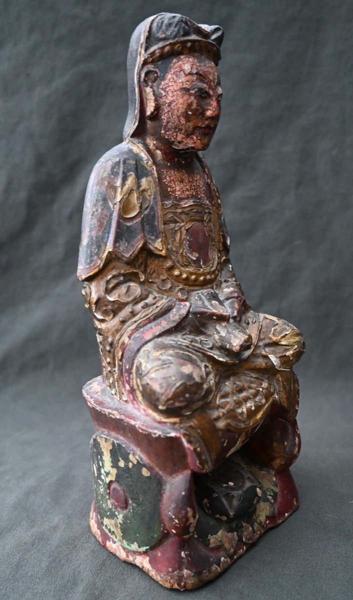 Buddha In Polychrome Wood From Burma - 18th Century-photo-3