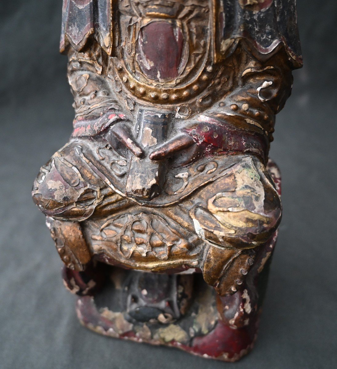 Buddha In Polychrome Wood From Burma - 18th Century-photo-1