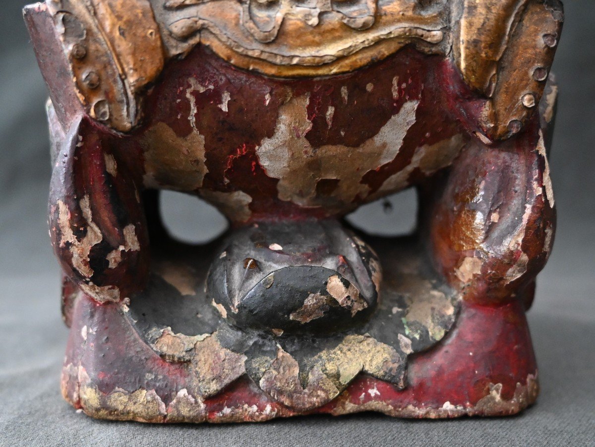Buddha In Polychrome Wood From Burma - 18th Century-photo-3