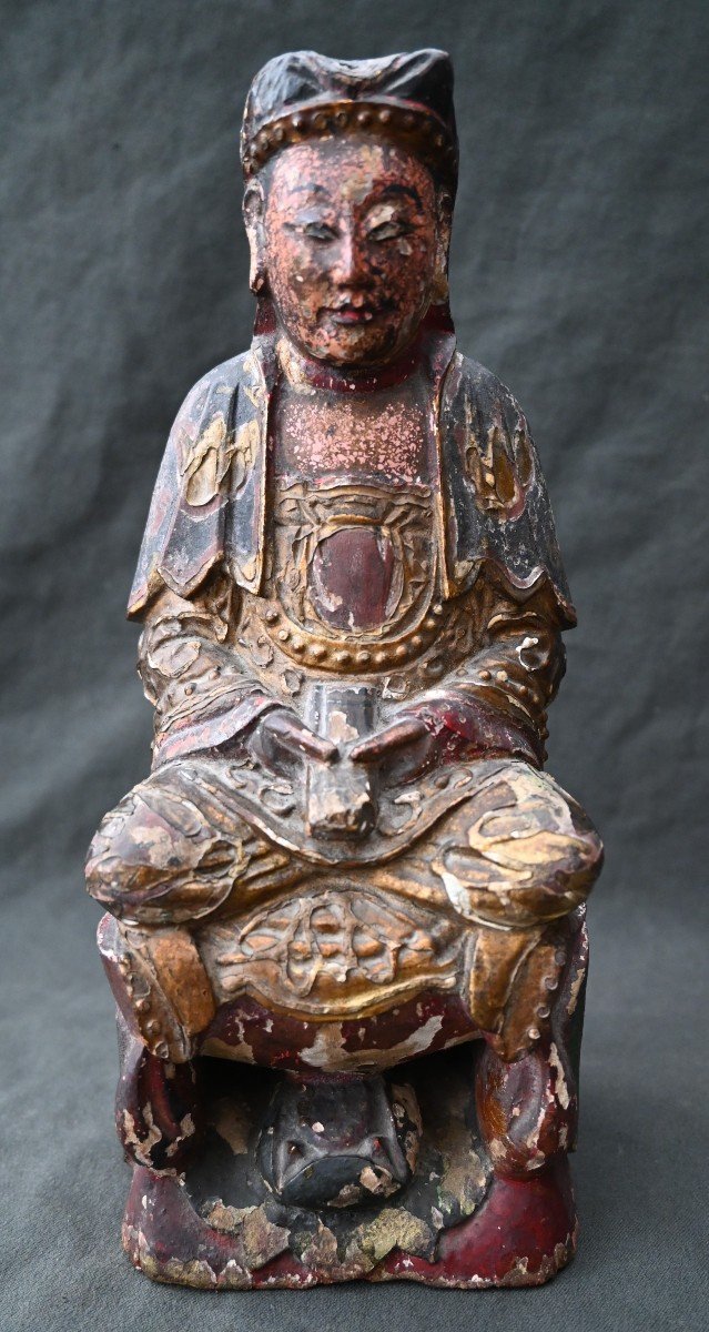 Buddha In Polychrome Wood From Burma - 18th Century