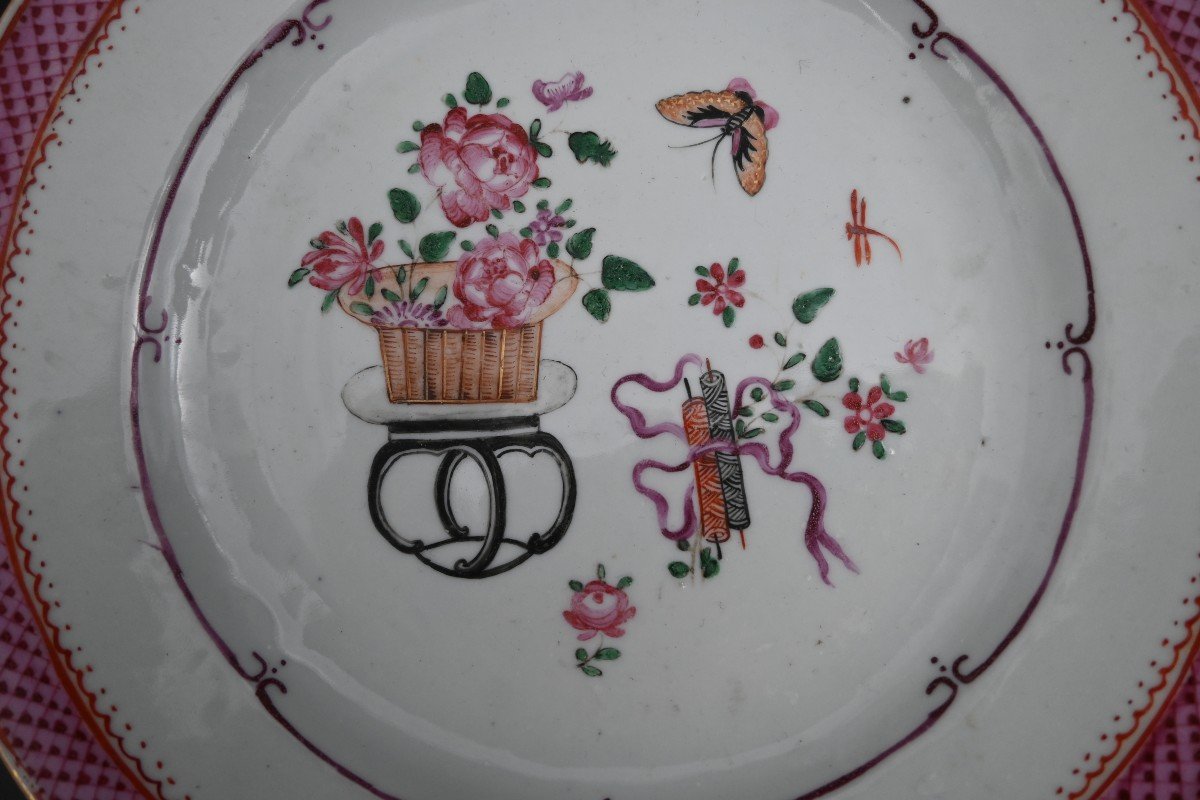 Pair Of Plates - Porcelain - Famille Rose - Yongzheng - China - XVIII Th-photo-3