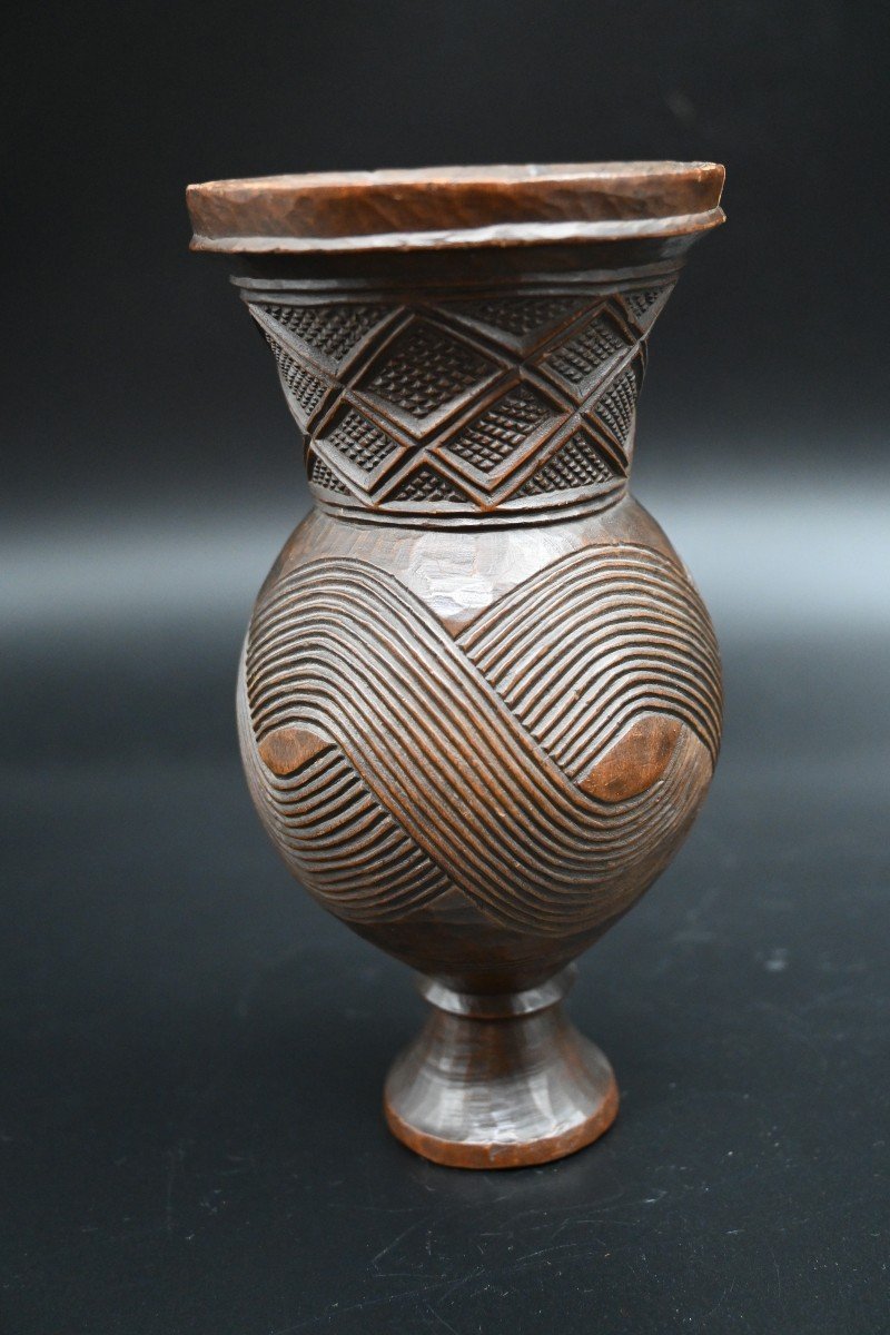 African Wooden Cup Kingdom Of Kuba, Dr Congo-photo-2
