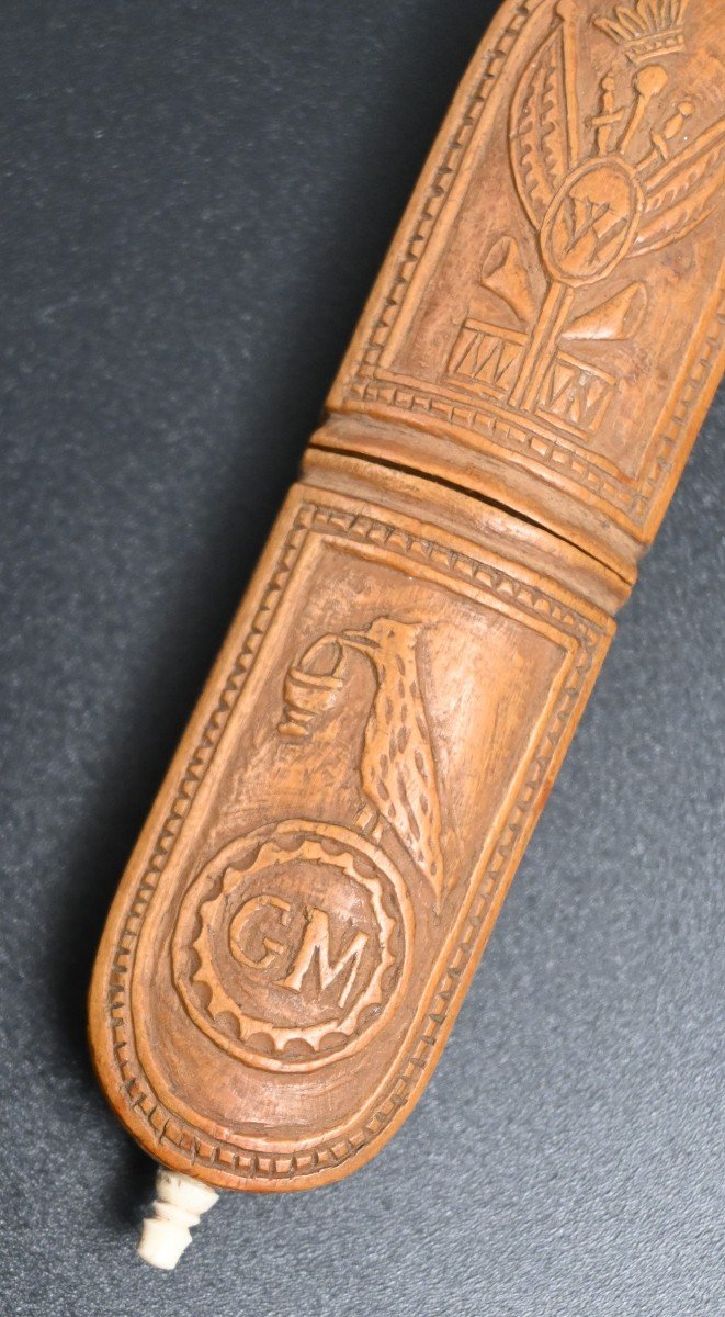 Etui à Aiguilles En Buis Sculpté  Du XIXe Siècle -photo-4