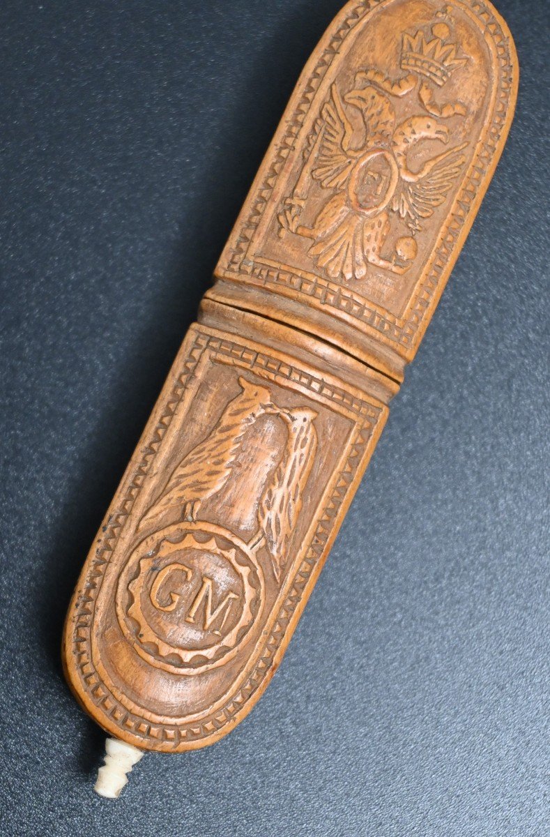 Etui à Aiguilles En Buis Sculpté  Du XIXe Siècle -photo-2