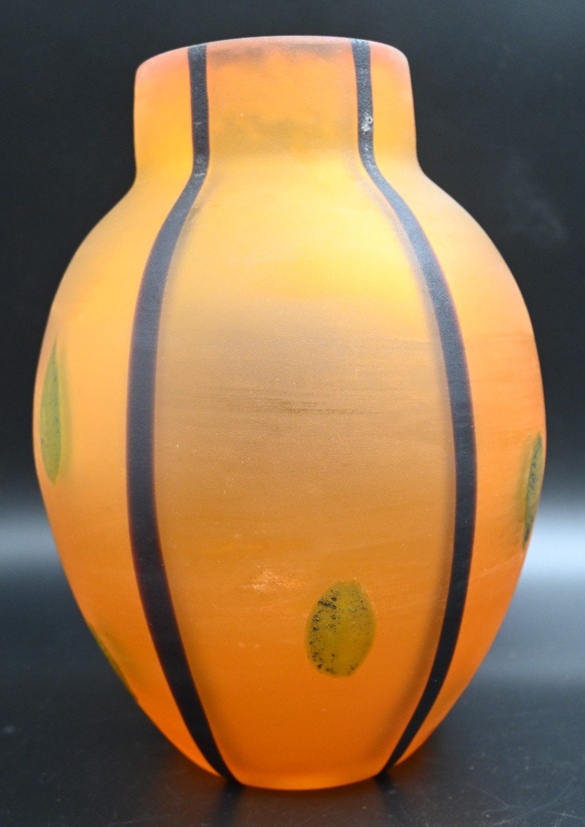 Large Italian Murano Art Glass Vase, Scavo Glass, Gino Cenedese Vetri-photo-3
