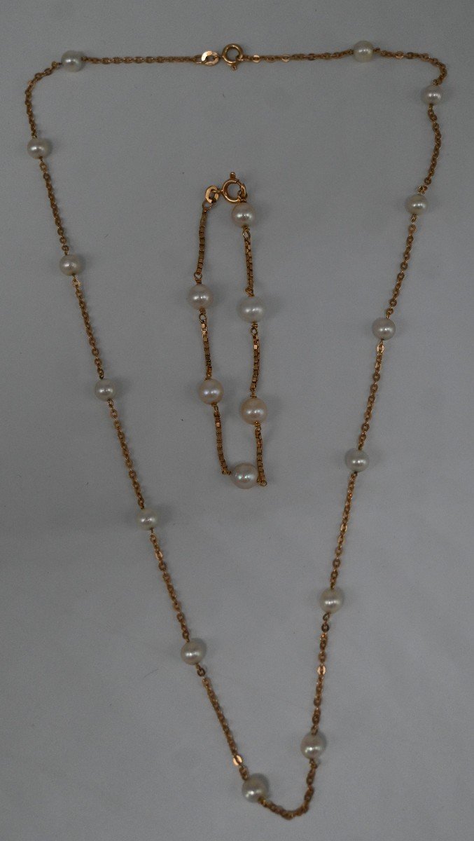 Necklace With 18k Gold Bracelet With Pearls