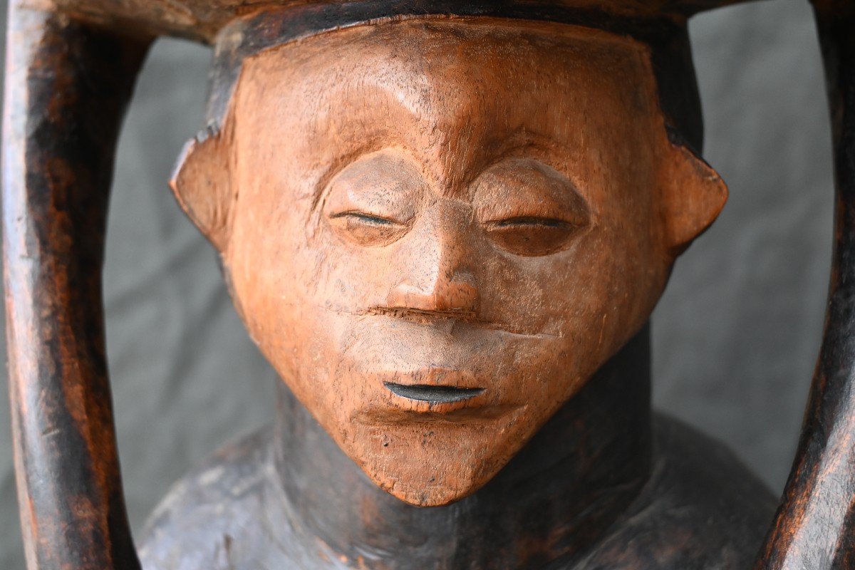 Siège à Cariatide, Tabouret Zombo / Yaka Rd Congo Début Du XXème Siècle-photo-4