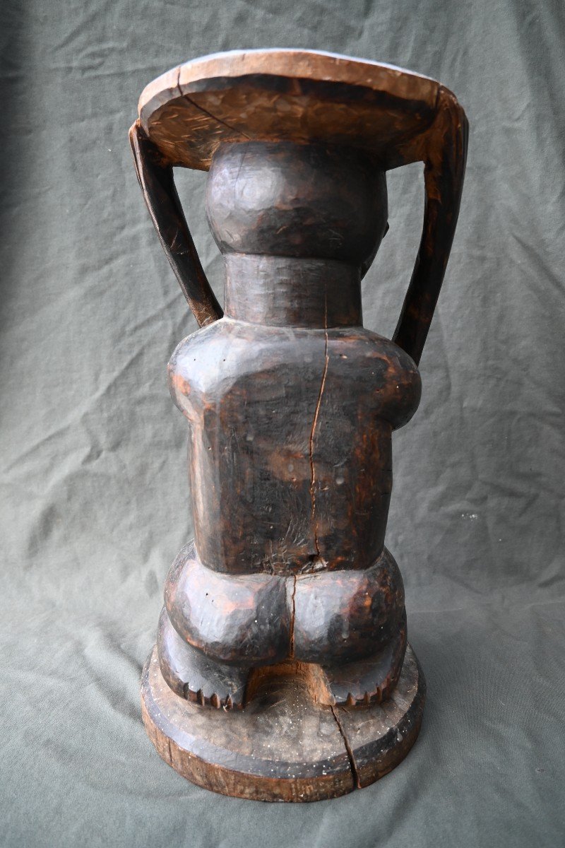 Caryatid Seat, Zombo Stool / Yaka Rd Congo Early 20th Century-photo-2