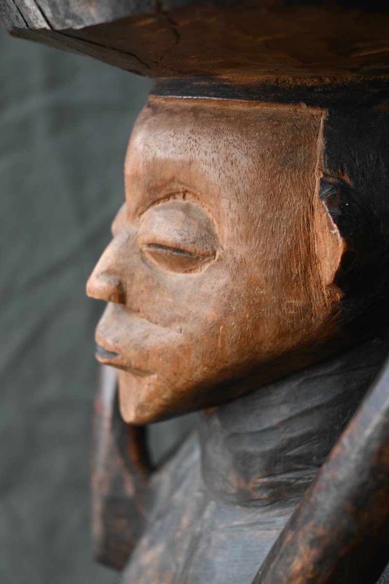 Caryatid Seat, Zombo Stool / Yaka Rd Congo Early 20th Century-photo-6