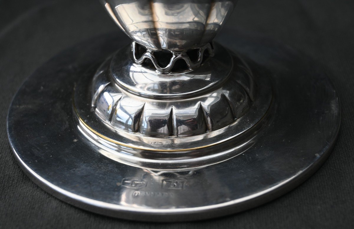 Design Danois, Bougeoir En Argent Dans Le Style De Georg Jensen-photo-1