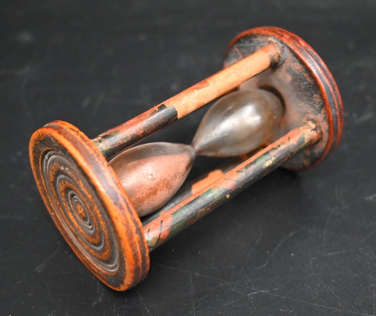 Sablier 19 Eme Siècle En Bois Et Verre Soufflé