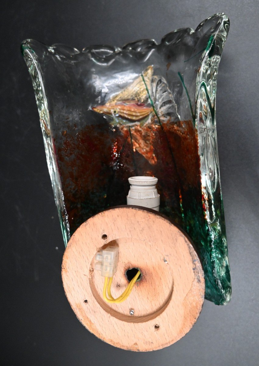 Pair Of Murano Glass Aquarium Fish Sconces By Alfredo Barbini-photo-5